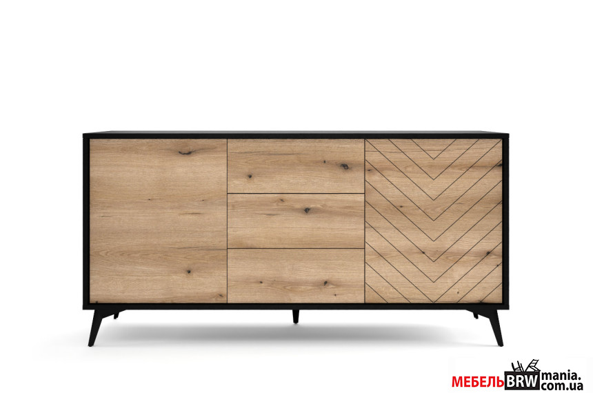 Комод Perfect Home Даймонд / Diamond KSZ154 2-дверный с 3 ящиками Дуб эвок/черный
