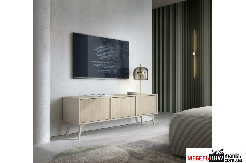 Тумба под ТВ Perfect Home Форест / Forest RTV158 3-дверная Беж песочный/ель сканди