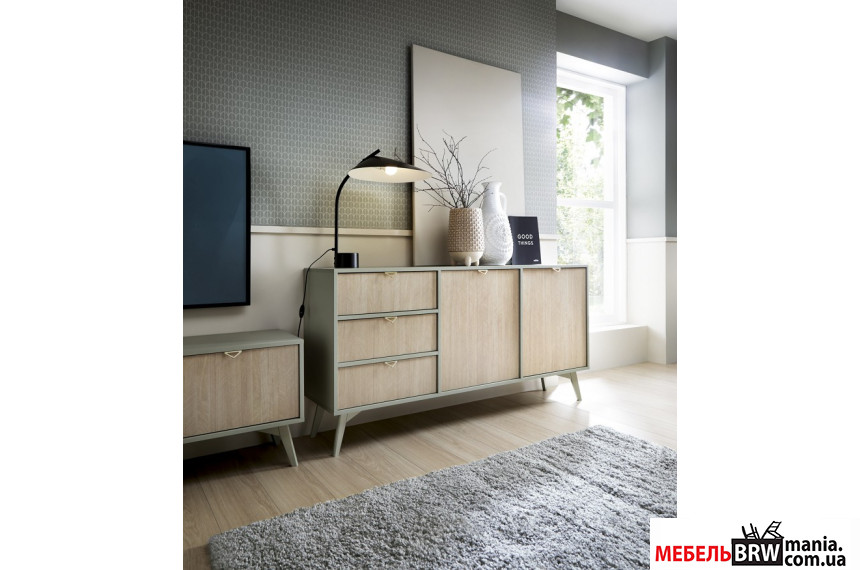 Комод Perfect Home Форест / Forest KSZ158 2-дверный с 3 ящиками Эвкалипт/ель сканди