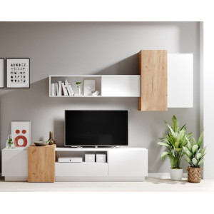 Стенка в гостиную Perfect Home 3Д / 3D Белый/дуб к...