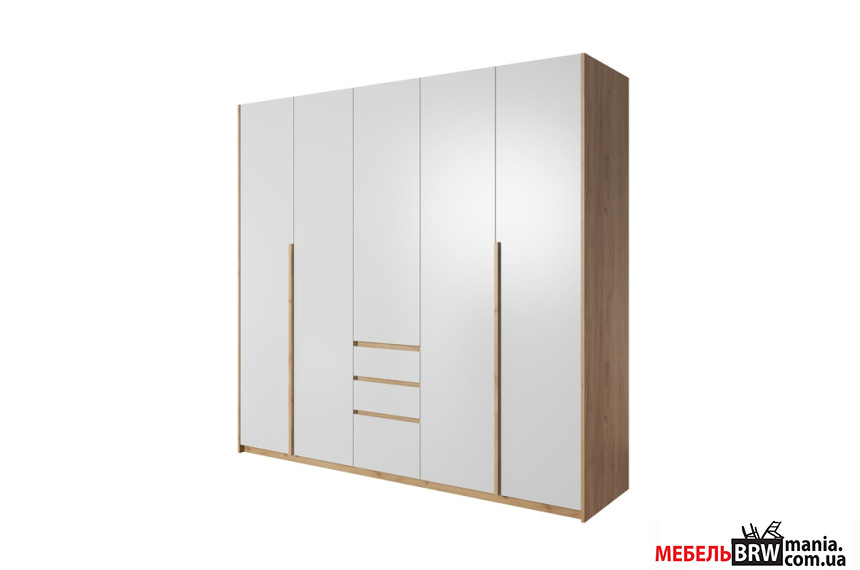 Шкаф платяной Xelo 5D3S/230 5-дверный Дуб крафт золотой/белый