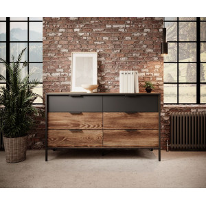 Комод Perfect Home Милтон / Milton 6S/138 с 6 ящиками Каштан/антрацит