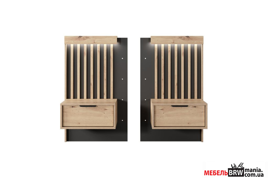 Тумбы прикроватные 2 шт. Perfect Home Талли / Tally 1S/51 с 2 ящиками Дуб артизан/антрацит