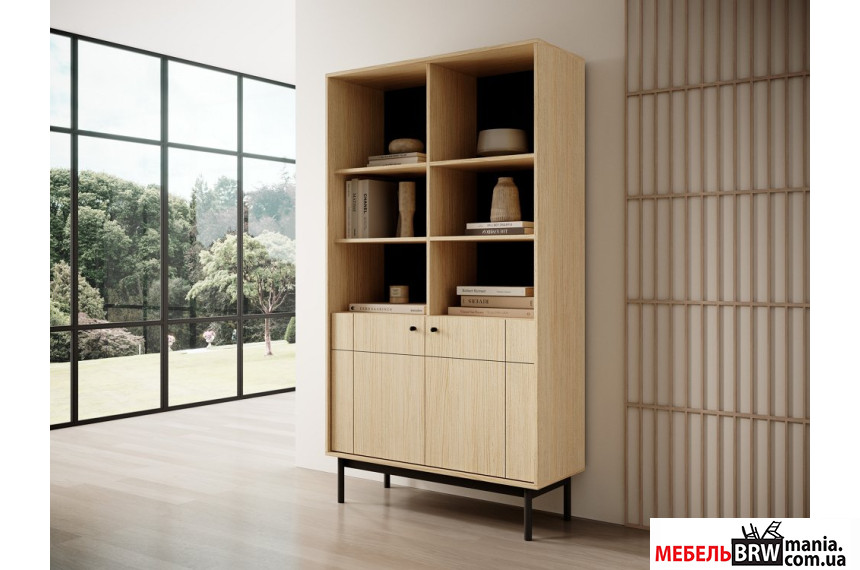 Стеллаж Perfect Home Джапанди / Japandi R104 2-дверный Дуб линеа