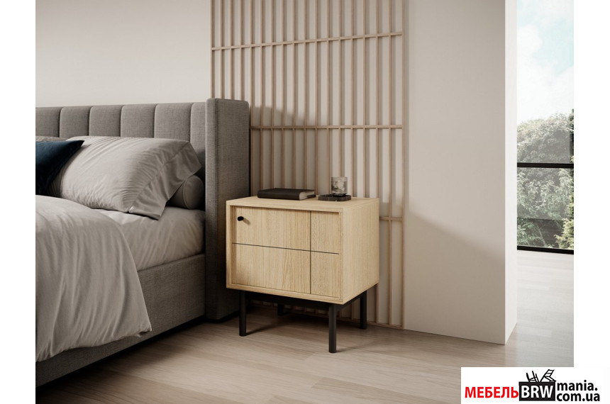 Тумба прикроватная Perfect Home Джапанди / Japandi S54 1-дверная Дуб линеа