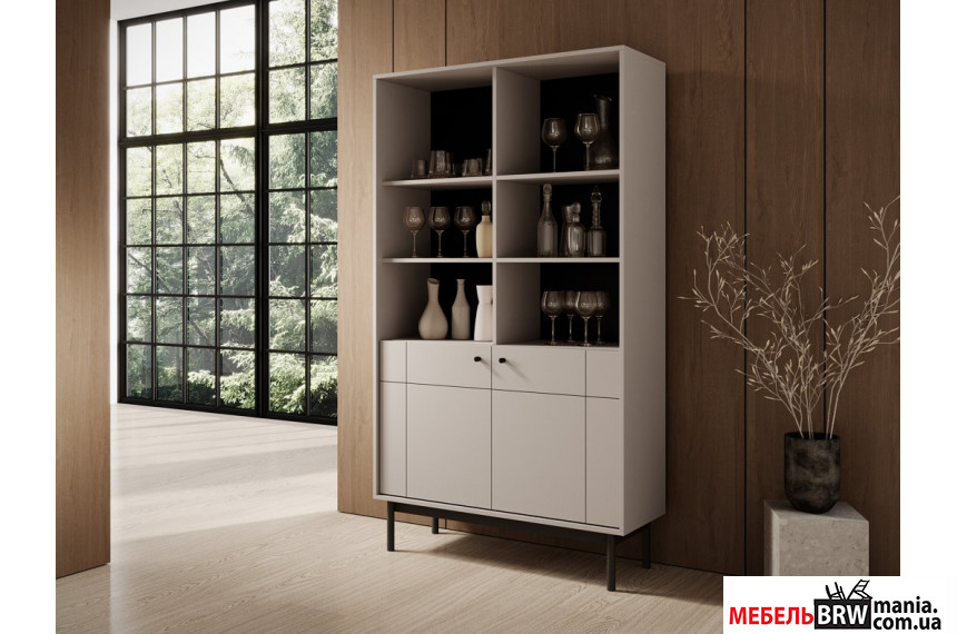 Стеллаж Perfect Home Джапанди / Japandi R104 2-дверный Кашемир