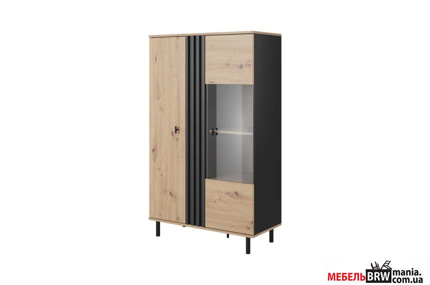 Витрина низкая Perfect Home Мадис / Madis 2D1W/90 2-дверная Дуб артизан/антрацит