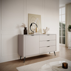 Комод Perfect Home Ланте / Lante 1D3S/138 1-дверний з 3 шухлядами і чорними ніжками Беж