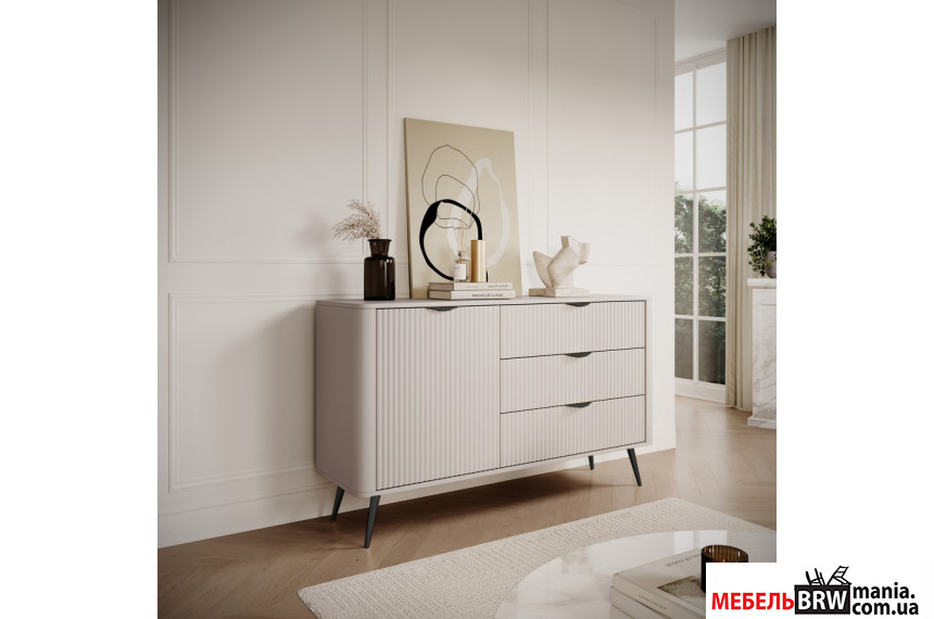Комод Perfect Home Ланте / Lante 1D3S/138 1-дверный с 3 ящиками и черными ножками Беж
