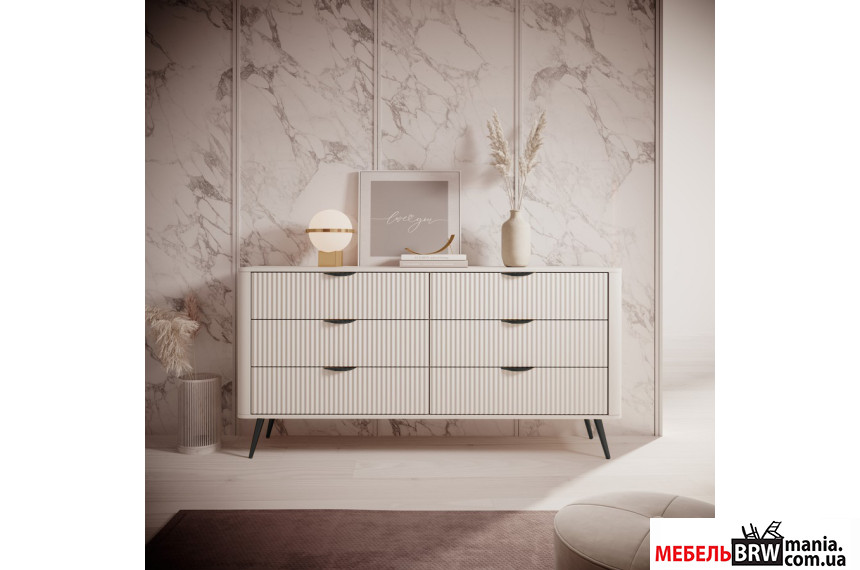 Комод Perfect Home Ланте / Lante 6S/163 с 6 ящиками и черными ножками Беж