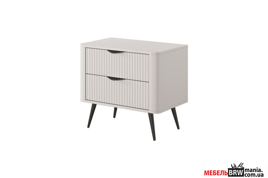 Тумба прикроватная Perfect Home Ланте / Lante 2S с 2 ящиками и черными ножками Беж
