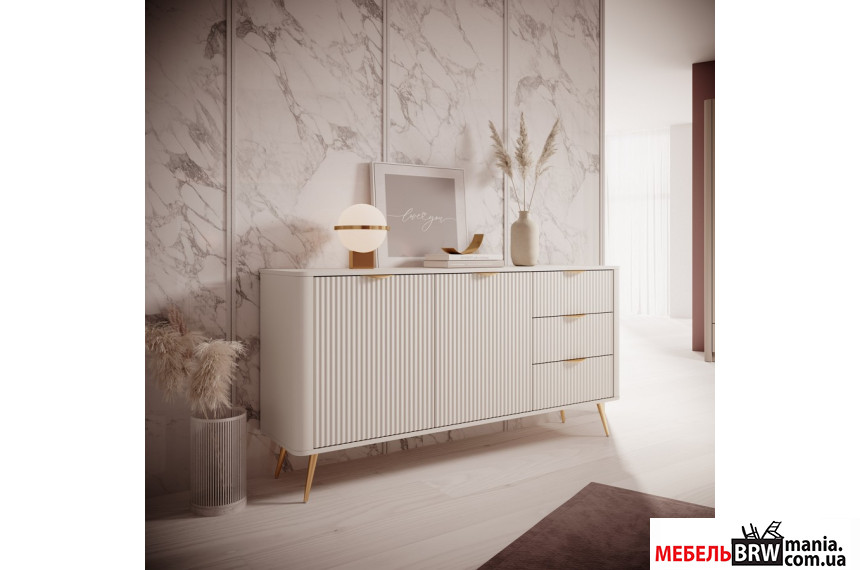 Комод Perfect Home Ланте / Lante 2D3S/163 2-дверный с 3 ящиками и золотыми ножками Беж