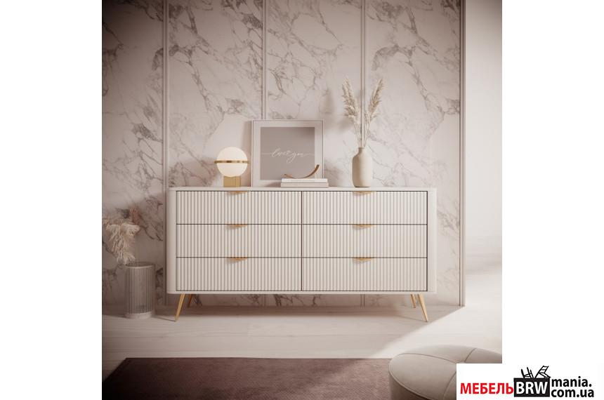 Комод Perfect Home Ланте / Lante 6S/163 с 6 ящиками и золотыми ножками Беж