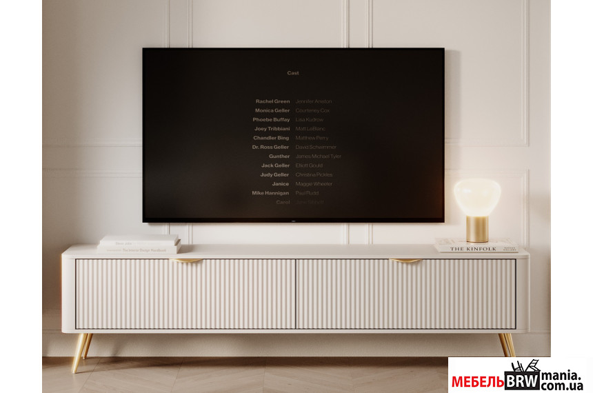 Тумба под ТВ Perfect Home Ланте / Lante 2D/163 2-дверная с золотыми ножками Беж