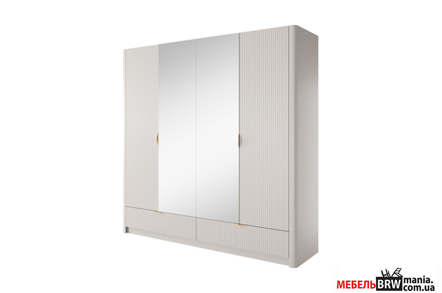 Шкаф платяной Perfect Home Ланте / Lante 4D2S/213 4-дверный с зеркалом и золотыми ручами Беж
