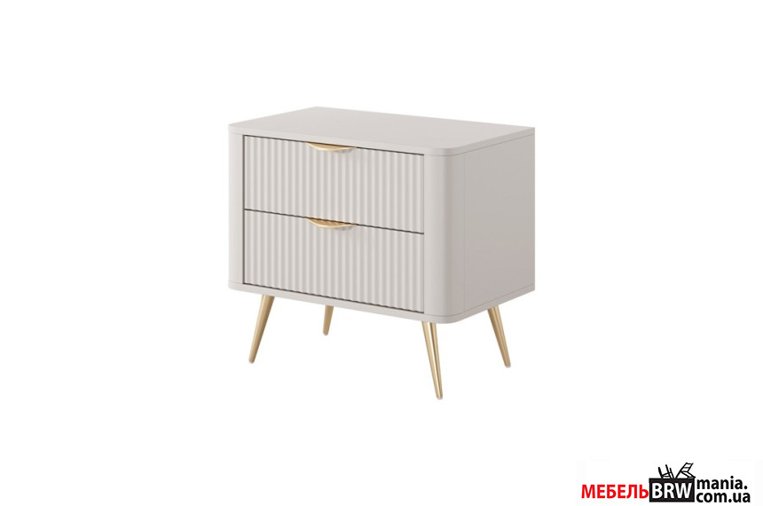 Тумба прикроватная Perfect Home Ланте / Lante 2S с 2 ящиками и золотыми ножками Беж