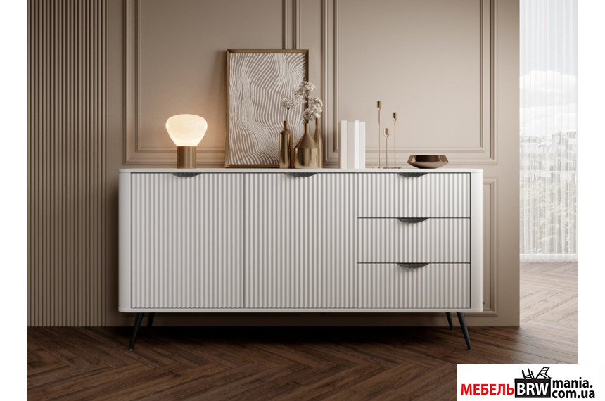 Комод Perfect Home Ланте / Lante 2D3S/163 2-дверный с 3 ящиками и черными ножками Белый