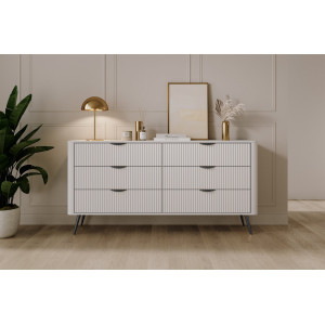 Комод Perfect Home Ланте / Lante 6S/163 з 6 шухлядами і чорними ніжками Білий