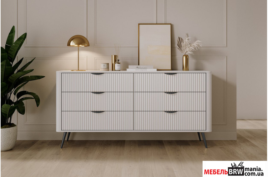 Комод Perfect Home Ланте / Lante 6S/163 с 6 ящиками и черными ножками Белый