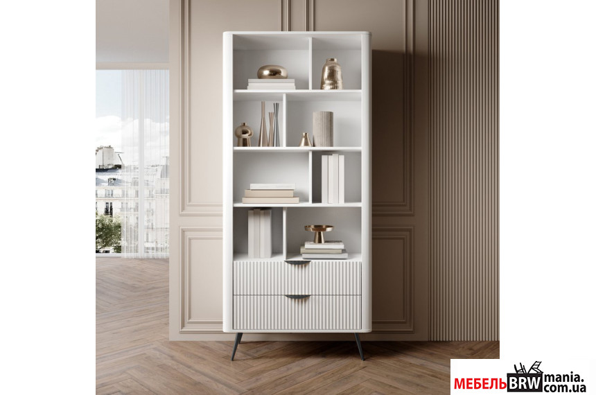 Стеллаж Perfect Home Ланте / Lante 2S c 2 ящиками и черными ножками Белый