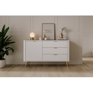Комод Perfect Home Ланте / Lante 1D3S/138 1-дверний з 3 шухлядами і золотими ніжками Білий
