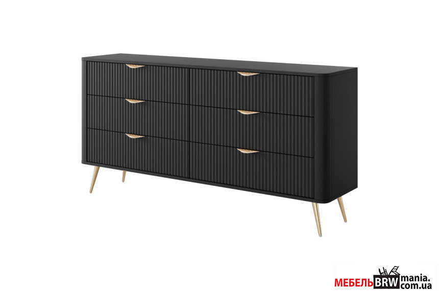 Комод Perfect Home Ланте / Lante 6S/163 с 6 ящиками и золотыми ножками Черный