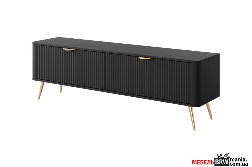 Тумба под ТВ Perfect Home Ланте / Lante 2D/163 2-дверная с золотыми ножками Черный