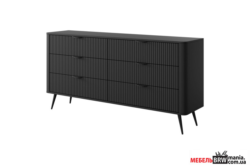 Комод Perfect Home Ланте / Lante 6S/163 с 6 ящиками и черными ножками Черный