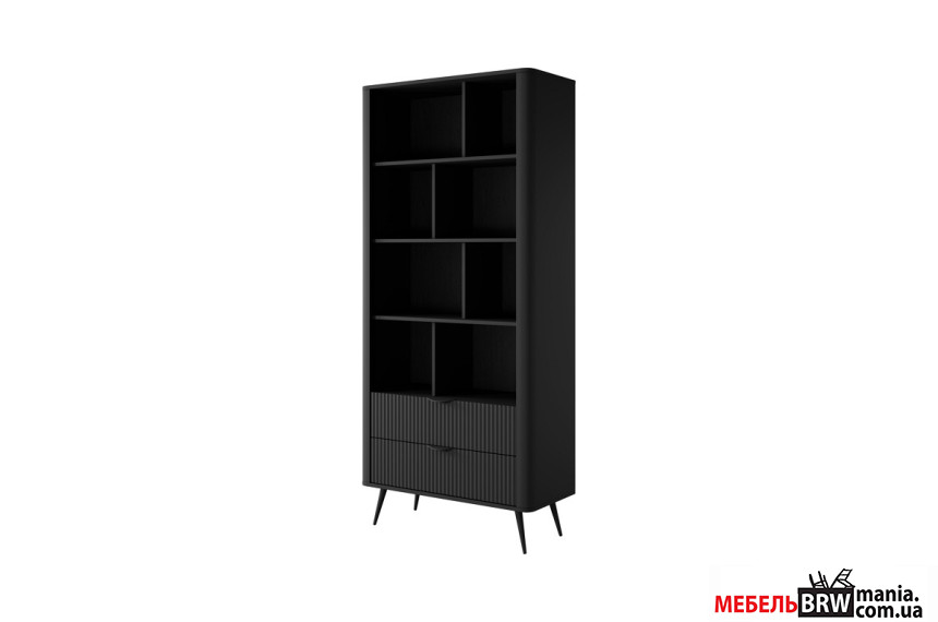 Стеллаж Perfect Home Ланте / Lante 2S c 2 ящиками и черными ножками Черный