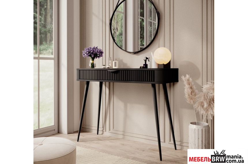 Стол туалетный Perfect Home Ланте / Lante 1S/100 с 1 ящиком и черными ножками Черный