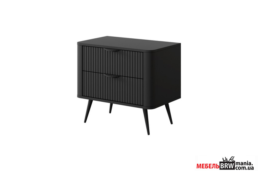 Тумба прикроватная Perfect Home Ланте / Lante 2S с 2 ящиками и черными ножками Черный
