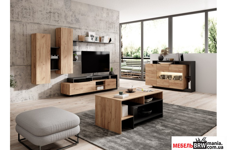 Система Alva дуб крафт/антрацит Polskie meble