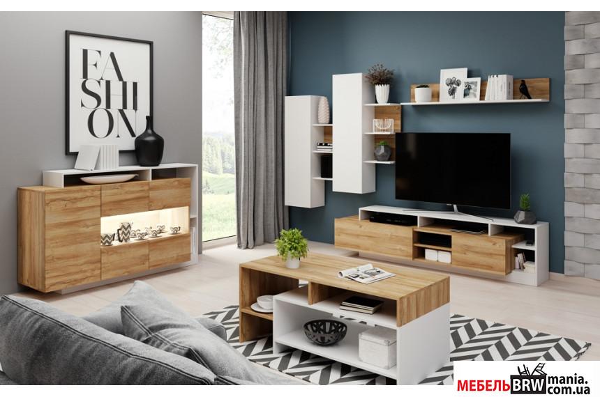 Система Alva дуб грандсон/белый Polskie meble