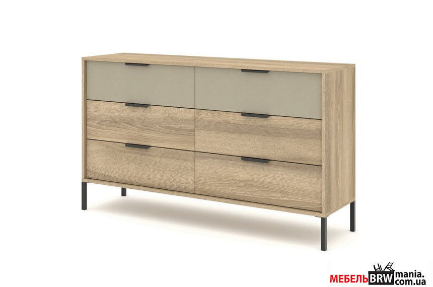 Комод Perfect Home Летто / Letto 6S/153 с 6 ящиками Дуб терра темный/серый каменный