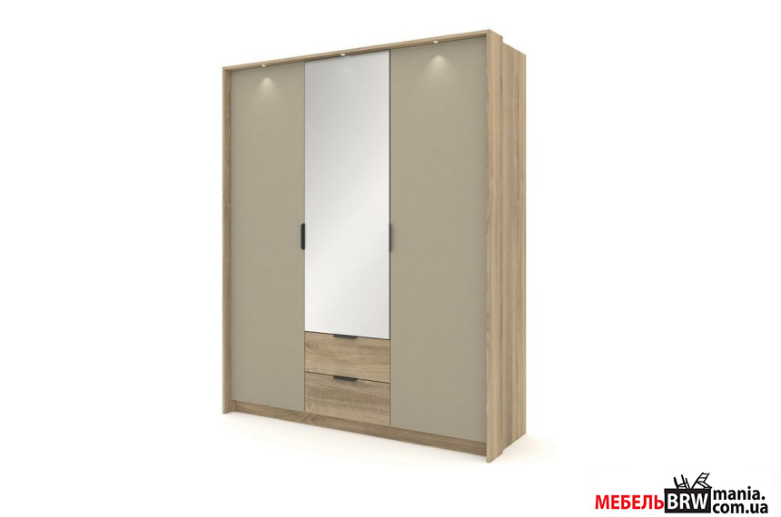 Шкаф платяной Perfect Home Летто / Letto 3D2S/165 3-дверный Дуб терра темный/серый каменный