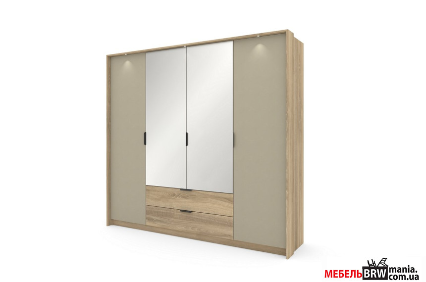 Шкаф платяной Perfect Home Летто / Letto 4D2S/220 4-дверный Дуб терра темный/серый каменный