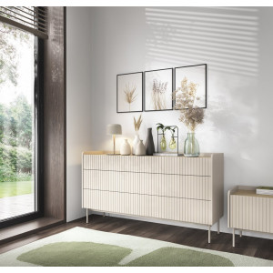 Комод Perfect Home Левел / Level 6S/153 с 6 ящиками Беж/дуб сканди