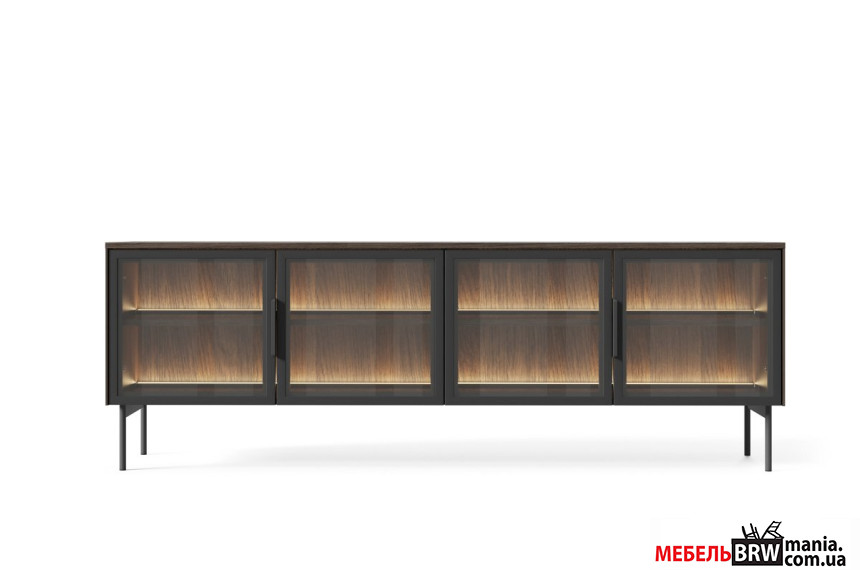 Тумба под ТВ с подсветкой Perfect Home Луми / Lumi 4D/181 4-дверная Дуб дунин