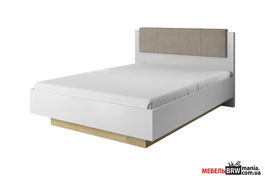 Кровать (каркас) Perfect Home Арко / Arco 160 с мягким изголовьем двухспальная Белый глянец/дуб грандсон