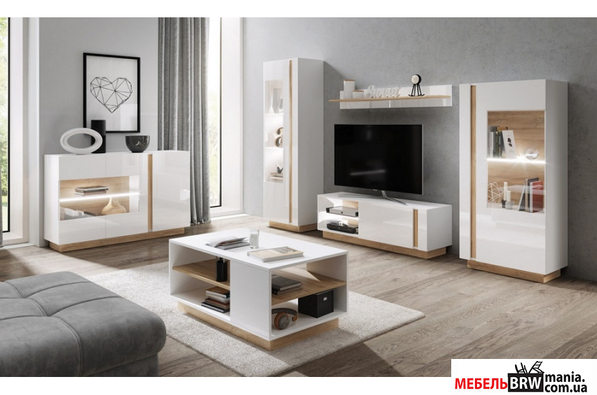 Система Arco белый глянец/дуб грандсон Perfect Home