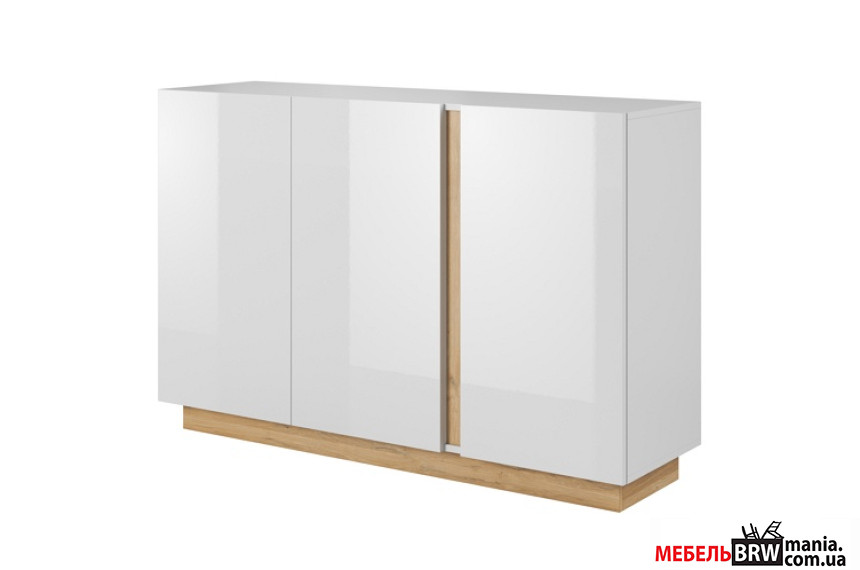 Комод Perfect Home Арко / Arco 3D/138 3-дверный Белый глянец/дуб грандсон