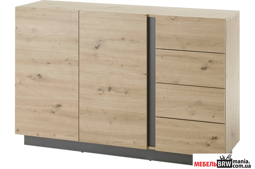 Комод Perfect Home Арко / Arco 2D4S/138 2-дверный с 4 ящиками Дуб артизан/графит