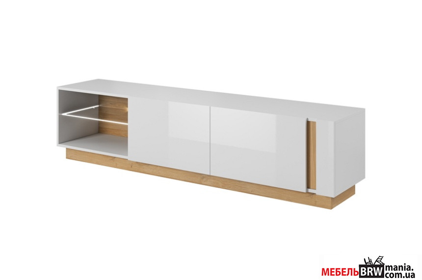 Тумба под ТВ Perfect Home Арко / Arco 2D/187 2-дверная Белый глянец/дуб грандсон