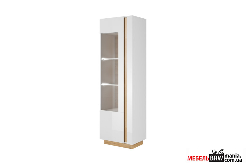 Витрина высокая Perfect Home Арко / Arco 1D1W/60 1-дверная Белый глянец/дуб грандсон