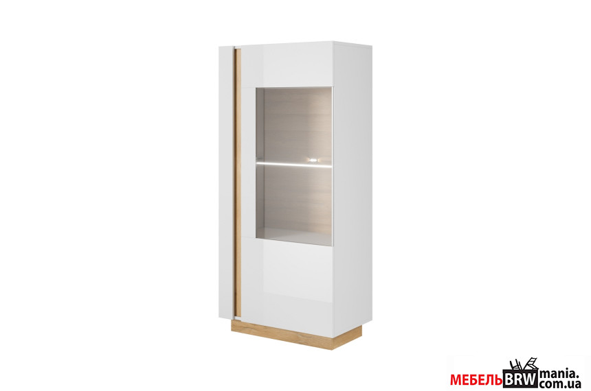 Витрина низкая Perfect Home Арко / Arco 1D1W/72 1-дверная Белый глянец/дуб грандсон