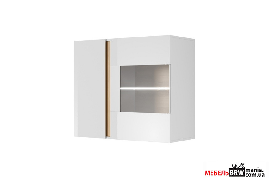 Витрина навесная Perfect Home Арко / Arco 2D1W/96 2-дверная Белый глянец/дуб грандсон