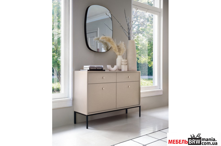 Комод Perfect Home Моно / Mono MKSZ104 2-дверный с 2 ящиками и черными ножками Беж песочный
