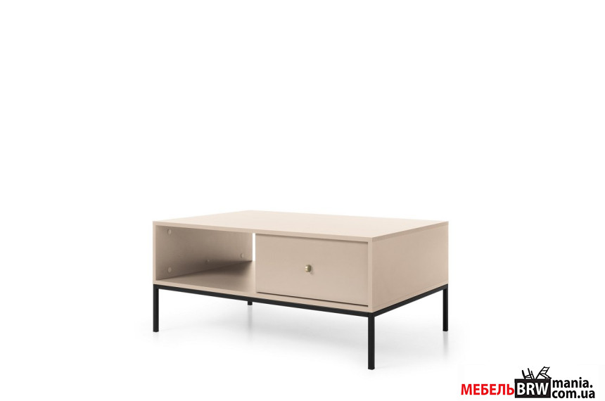 Стол журнальный Perfect Home Моно / Mono ML104 с 2 ящиками и черными ножками Беж песочный