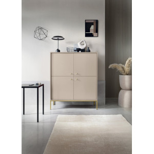 Комод высокий Perfect Home Моно / Mono MK104 4-дверный с золотыми ножками Беж песочный