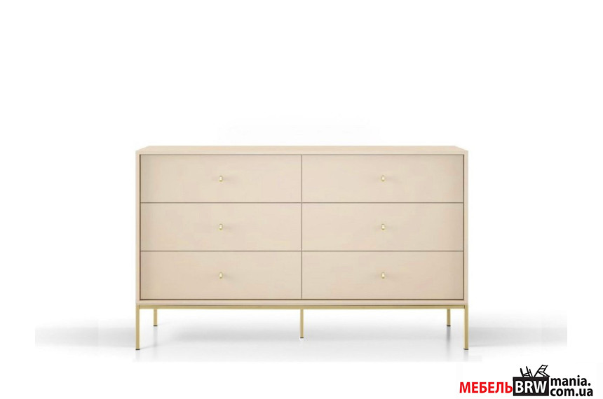 Комод Perfect Home Моно / Mono MKS154 с 6 ящиками и золотыми ножками Беж песочный